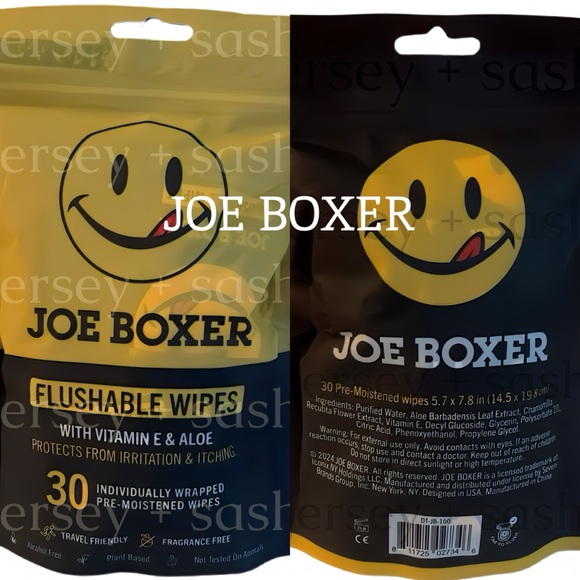 NWT JOE BOXER 2 PACK BUNDLE 60 IN TOTAL! FLUSHABLE WIPES WITH VITAMIN E & ALOE - Picture 1 of 5